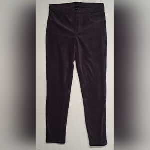Dash M Stretch Corduroy Pull On Pants Elastic Waist Straight Slim Purple